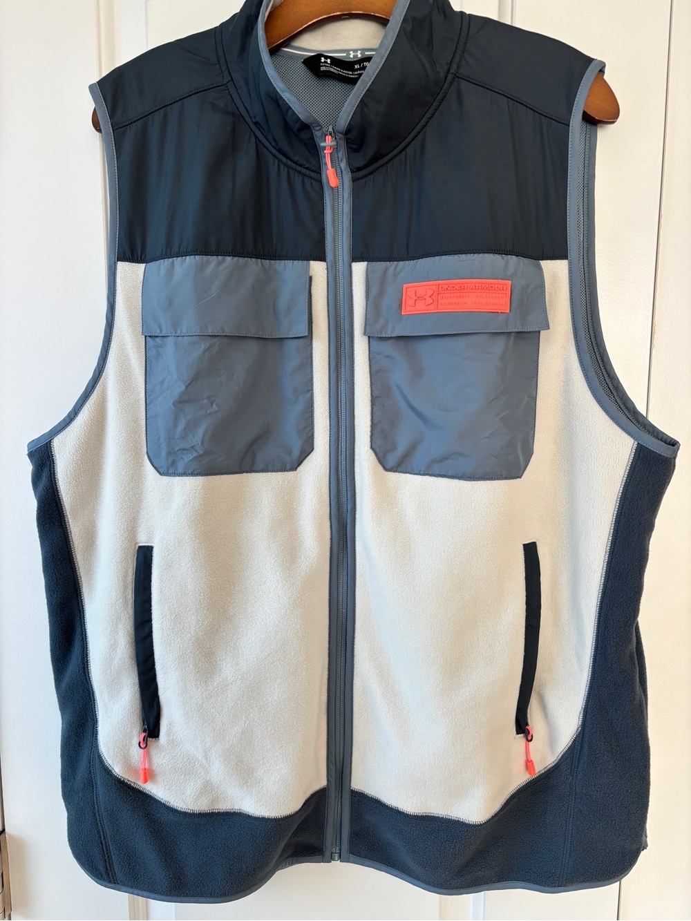 Under Armour Navy, Light Gray & Charcoal Fleece Vest with Coral Accents